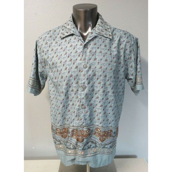 Other - Mens Colowear Train Ticket Short Sleeve Button Front Paisley Shirt Size XL India